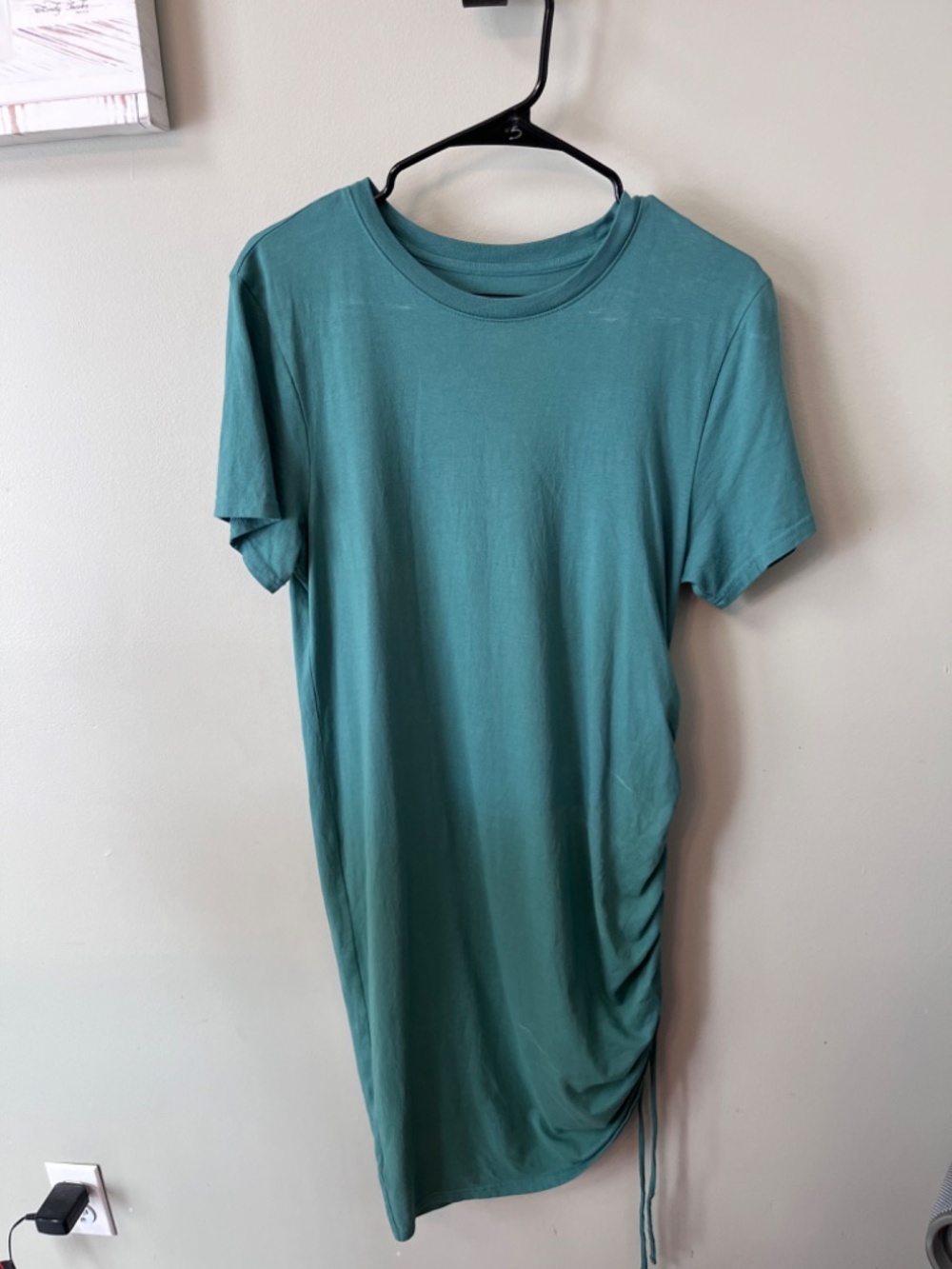 Universal Thread Short Sleeve Side Ruched Tee Shirt Dress Green/Small